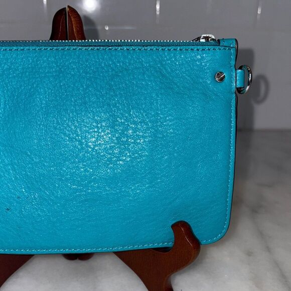 Michael Kors Bag Wristlet Purse Aqua Pebbled Leather Clutch - Picture 6 of 15